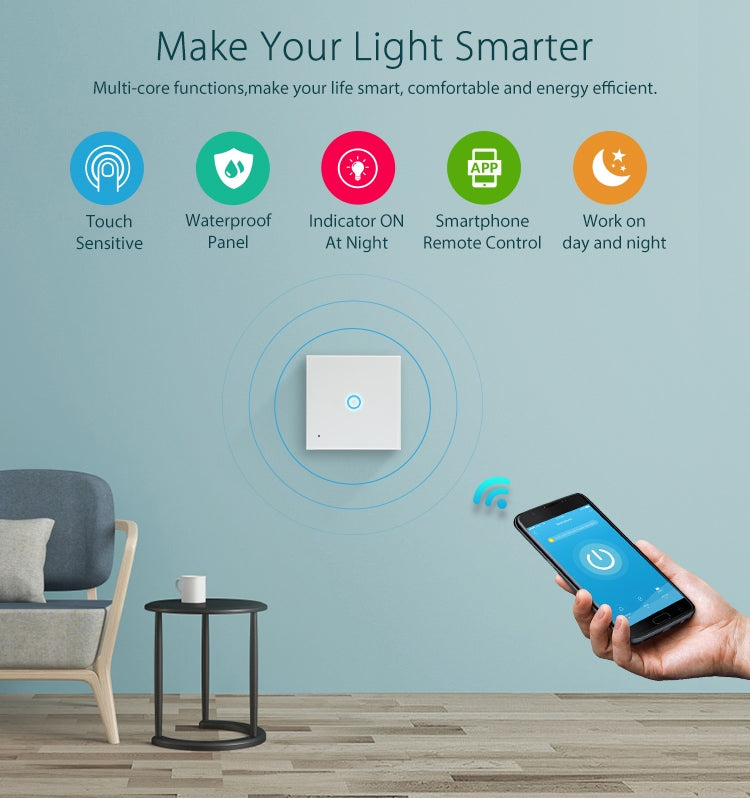 NEO NAS-SC01W Wireless WiFi EU Smart Light Control Switch 1Gang