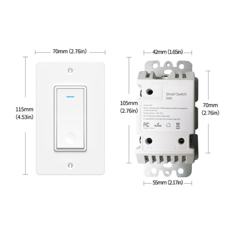 120 Type WiFi Smart Wall Touch Switch, US Plug