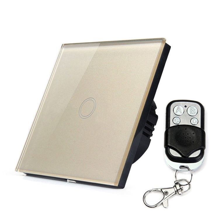 86mm 1 Gang Tempered Glass Panel Wall Switch Smart Home Light Touch Switch with RF433 Remote Controller, AC 110V-240V