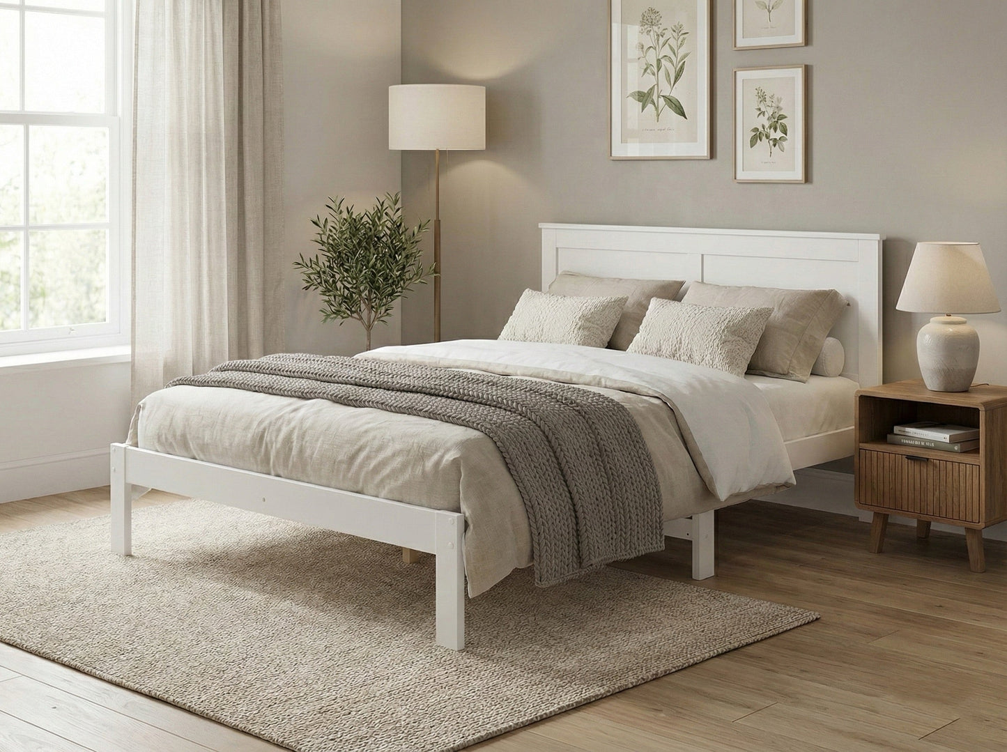 'Metro' Solid Pine Bed Frame White Queen sue-e furniture