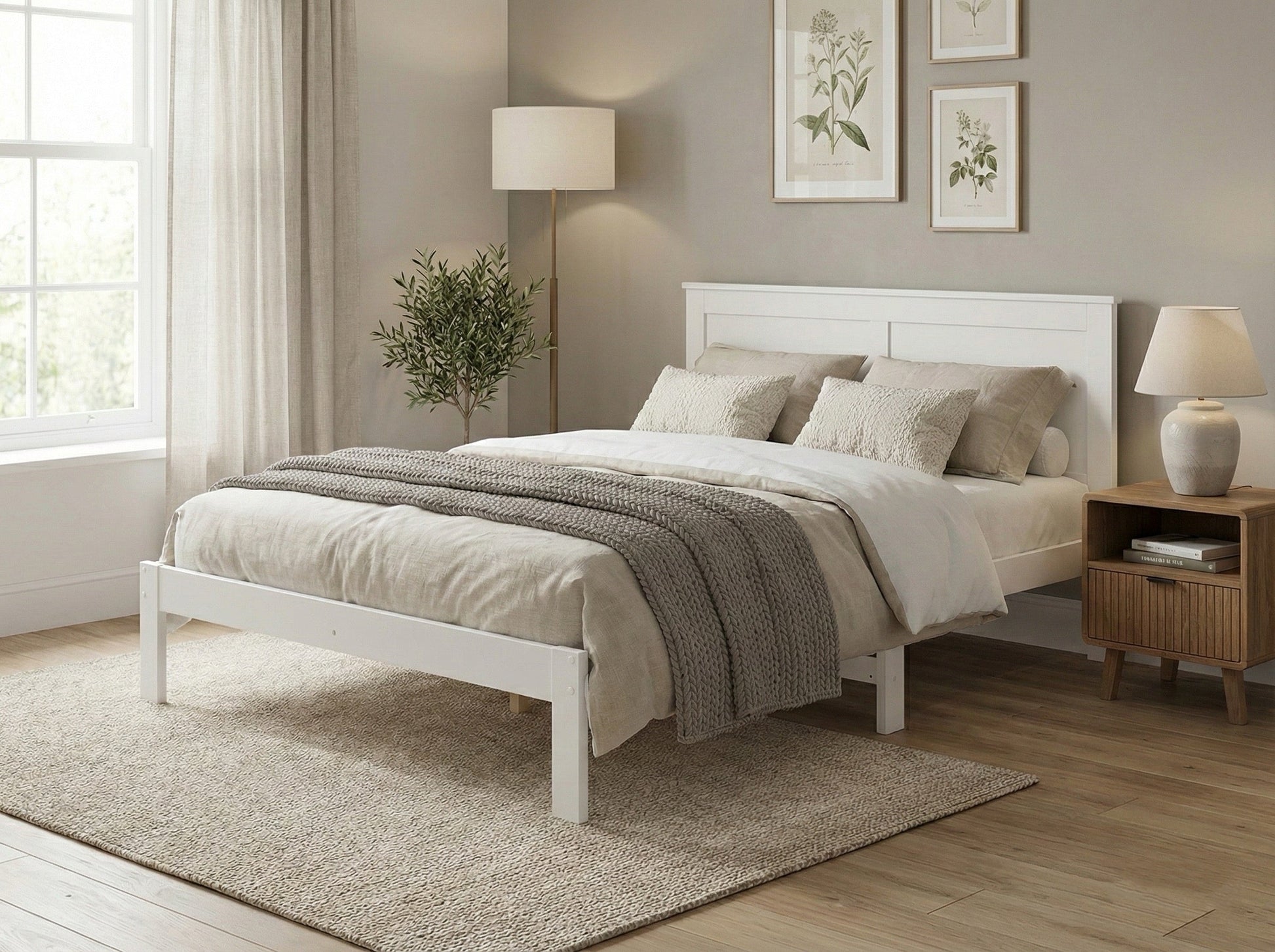 'Metro' Solid Pine Bed Frame White Queen sue-e furniture