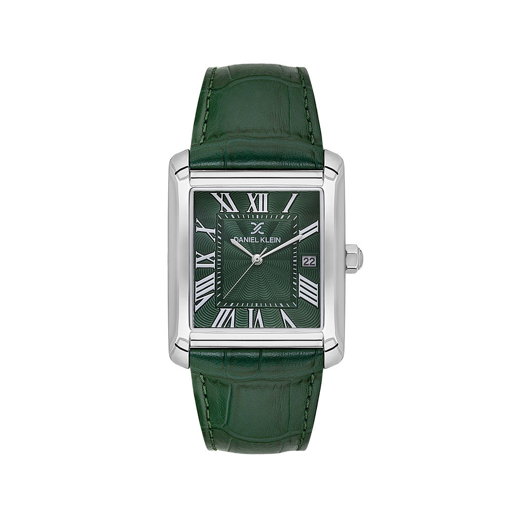 Daniel Klein Classic Green Dial and Genuine Leather Strap Silver Watch - DK.1.13909-3 Kiwi Watches