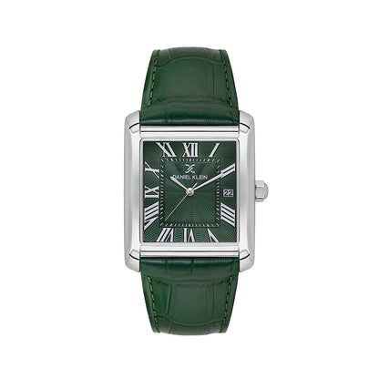 Daniel Klein Classic Green Dial and Genuine Leather Strap Silver Watch - DK.1.13909-3 Kiwi Watches