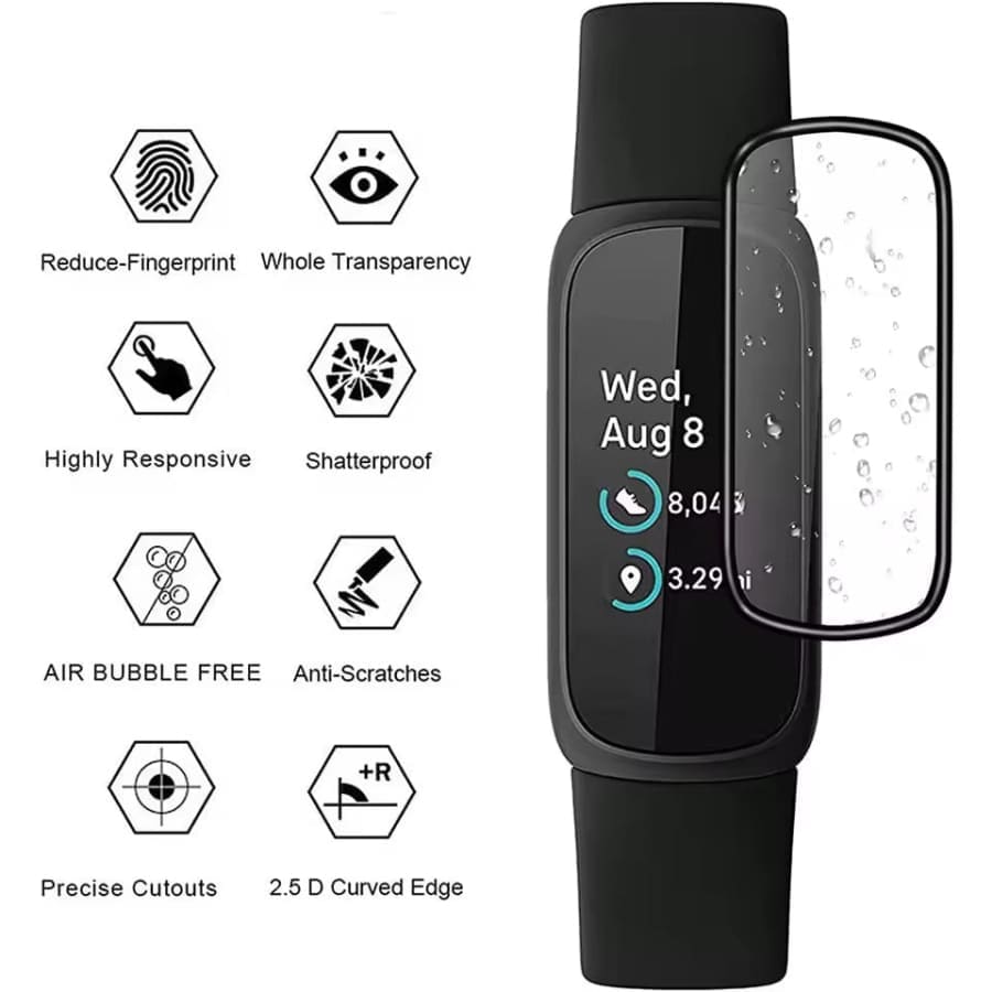 Screen Protectors for Fitbit Inspire 3 (Black) (Pack of 2) That Watch Shop