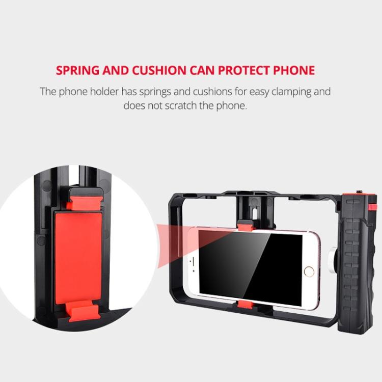 YLG0901B Vlogging Live Broadcast Smartphone Plastic Cage Video Rig Filmmaking Recording Handle Stabilizer Bracket for iPhone, Galaxy, Huawei, Xiaomi, HTC, LG, Google, and Other Smartphones