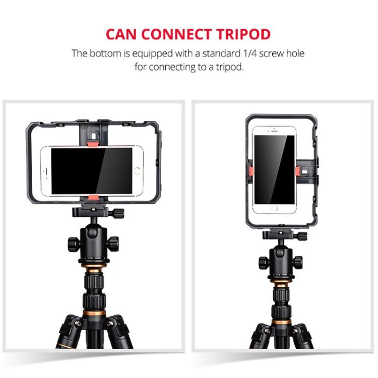 YLG0901B Vlogging Live Broadcast Smartphone Plastic Cage Video Rig Filmmaking Recording Handle Stabilizer Bracket for iPhone, Galaxy, Huawei, Xiaomi, HTC, LG, Google, and Other Smartphones