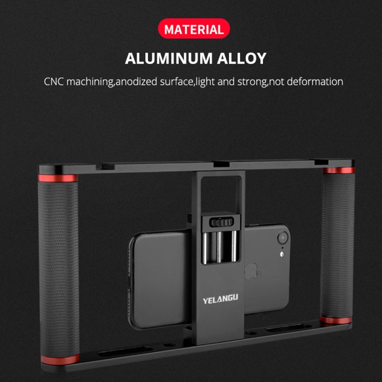 YELANGU PC05 YLG0909B Vlogging Live Broadcast Smartphone Metal Cage Video Rig Filmmaking Recording Handle Stabilizer Bracket for iPhone, Galaxy, Huawei, Xiaomi, HTC, LG, Google, and Other Smartphones