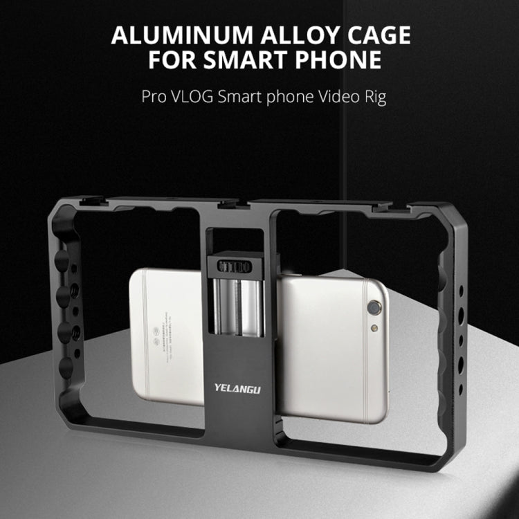 YELANGU  PC06 YLG0909A Vlogging Live Broadcast Smartphone Metal Cage Video Rig Filmmaking Recording Handle Stabilizer Bracket for iPhone, Galaxy, Huawei, Xiaomi, HTC, LG, Google, and Other Smartphones