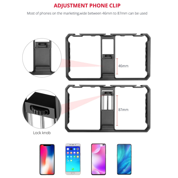 YELANGU  PC06 YLG0909A Vlogging Live Broadcast Smartphone Metal Cage Video Rig Filmmaking Recording Handle Stabilizer Bracket for iPhone, Galaxy, Huawei, Xiaomi, HTC, LG, Google, and Other Smartphones