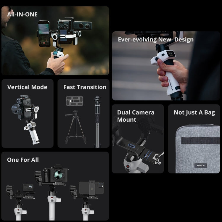 MOZA AirCross S 3 Axis Foldable Handheld Gimbal Stabilizer for DSLR Cameras and Smart Phone