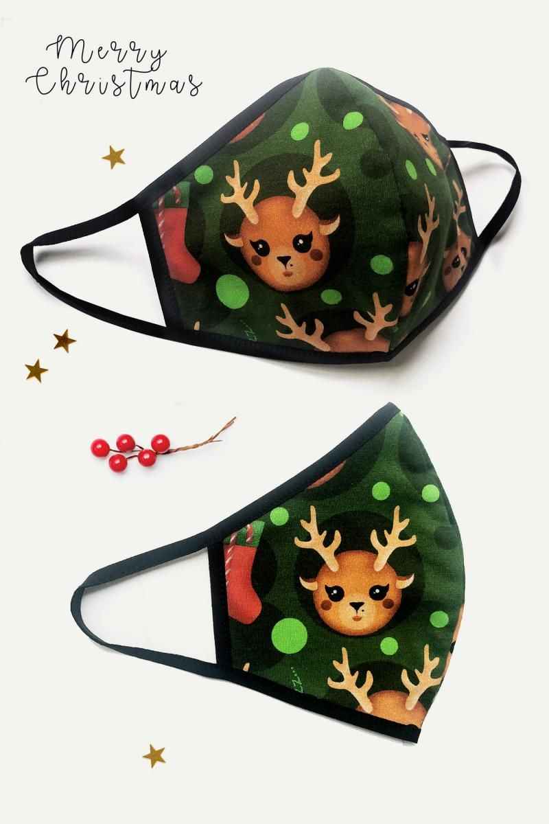 2 layer mask - decorative material with Christmas motifs. The mask is very comfortable, elegant and durable. It fits perfectly to the face. Using our masks you care about the environment - because each is reusable. Easy to maintain - washing in 60° C.T...