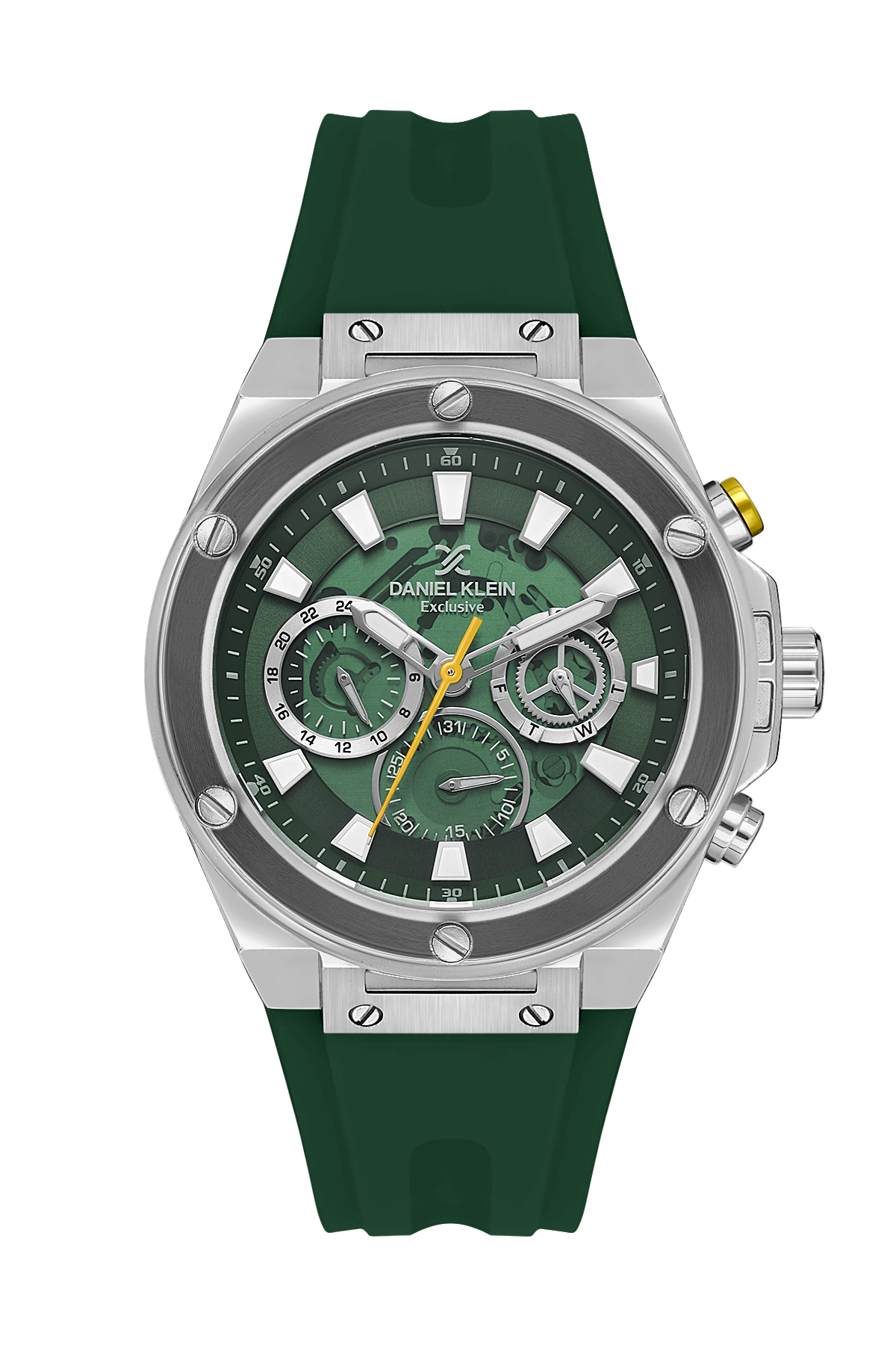 Daniel Klein Exclusive Green Skeleton Dial and Silicone Strap Silver Watch - DK.1.13889-2 Kiwi Watches