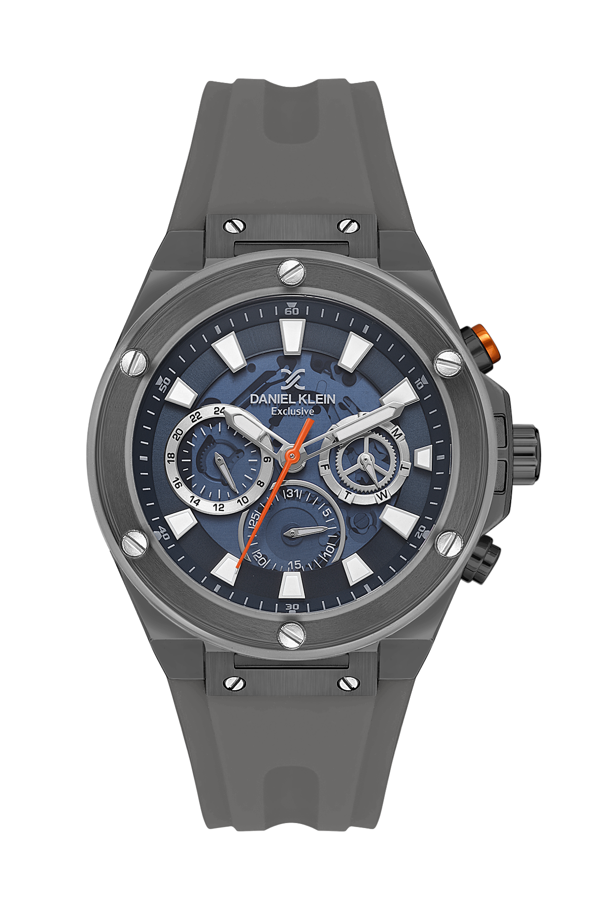 Daniel Klein Exclusive Blue Skeleton Dial Grey Silicone Strap Watch - DK.1.13889-3 Kiwi Watches