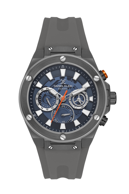Daniel Klein Exclusive Blue Skeleton Dial Grey Silicone Strap Watch - DK.1.13889-3 Kiwi Watches