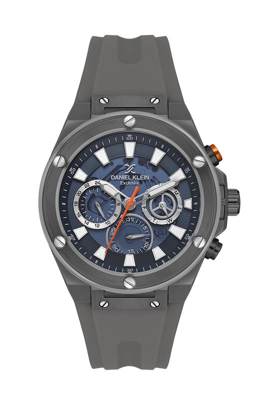 Daniel Klein Exclusive Blue Skeleton Dial Grey Silicone Strap Watch - DK.1.13889-3 Kiwi Watches