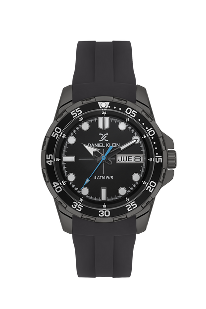 Daniel Klein Premium Day Date Black Dial and Silicone Watch - DK.1.13911-5 Kiwi Watches