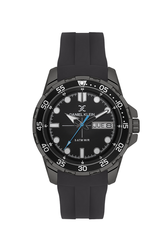 Daniel Klein Premium Day Date Black Dial and Silicone Watch - DK.1.13911-5 Kiwi Watches