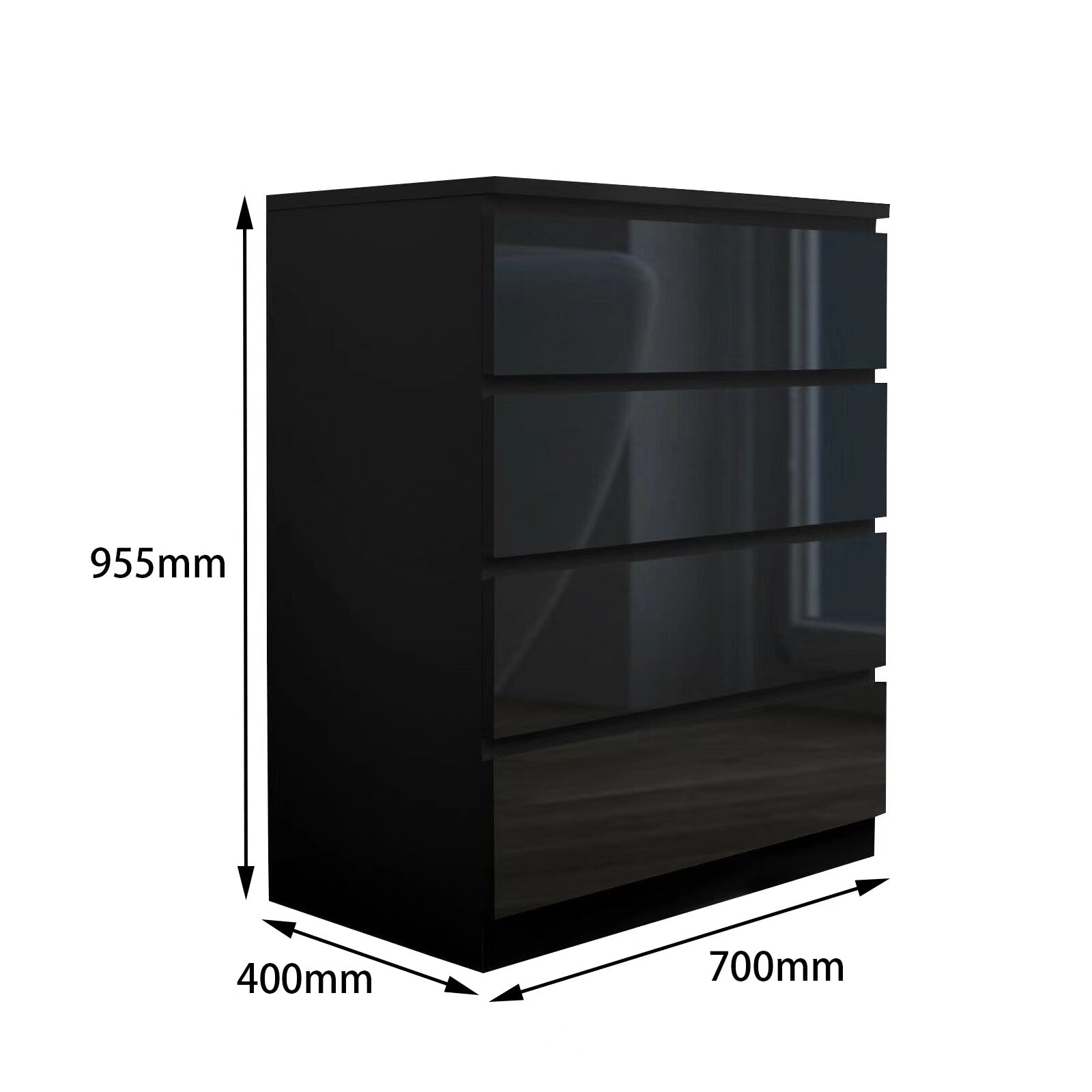 'Monaco' Black Chest of 4 drawers sue-e furniture