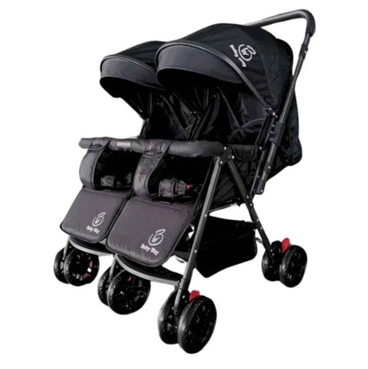 Black 2-Way Folding Compact Double / Twin Stroller + Rain Cover
