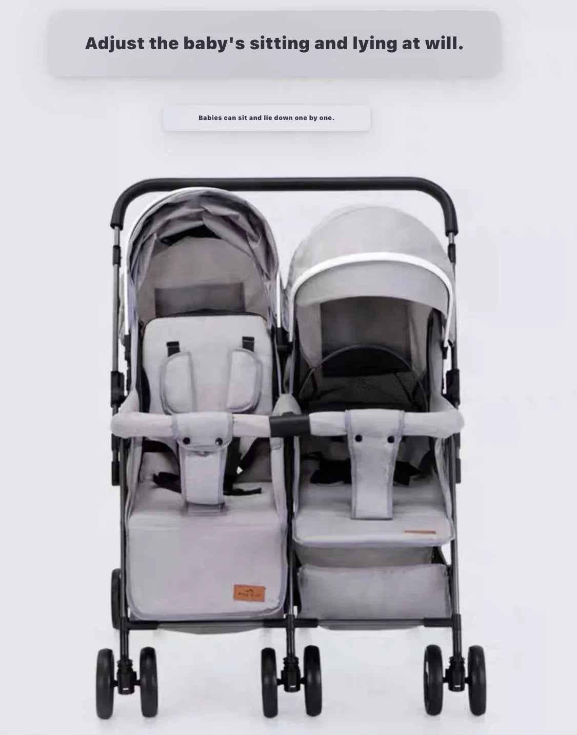 Black 2-Way Folding Compact Double / Twin Stroller + Rain Cover