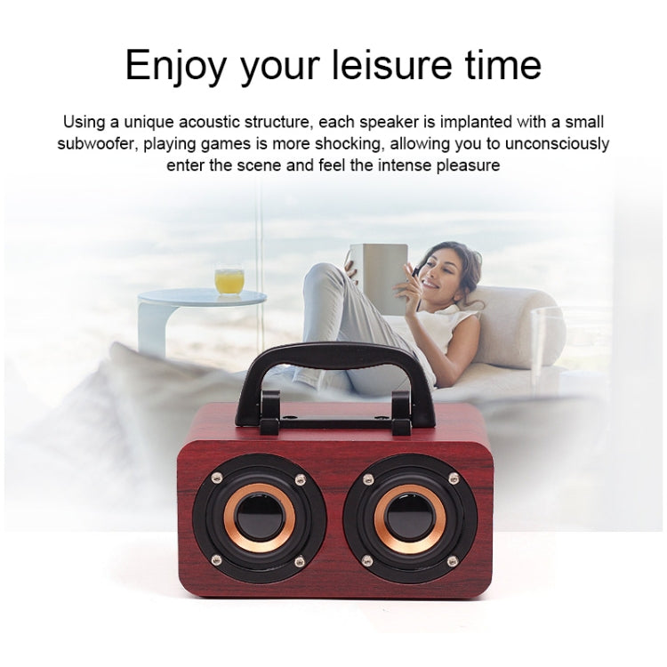 FT-4002 Wooden Wireless Bluetooth Portable Retro Subwoofer Speakers, Support TF card & USB MP3 Playback