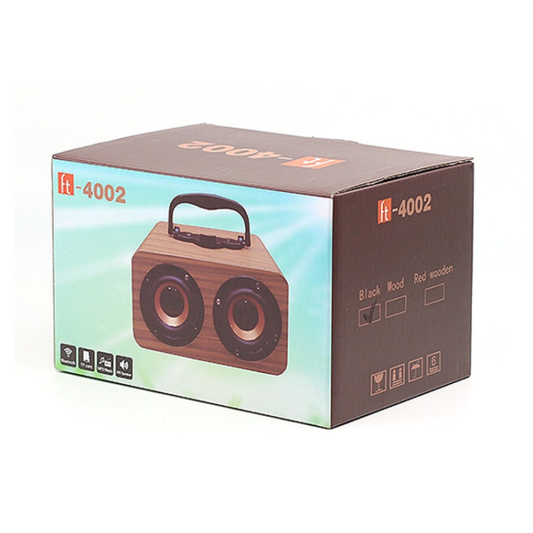 FT-4002 Wooden Wireless Bluetooth Portable Retro Subwoofer Speakers, Support TF card & USB MP3 Playback