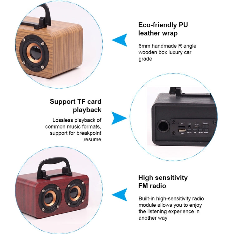 FT-4002 Wooden Wireless Bluetooth Portable Retro Subwoofer Speakers, Support TF card & USB MP3 Playback