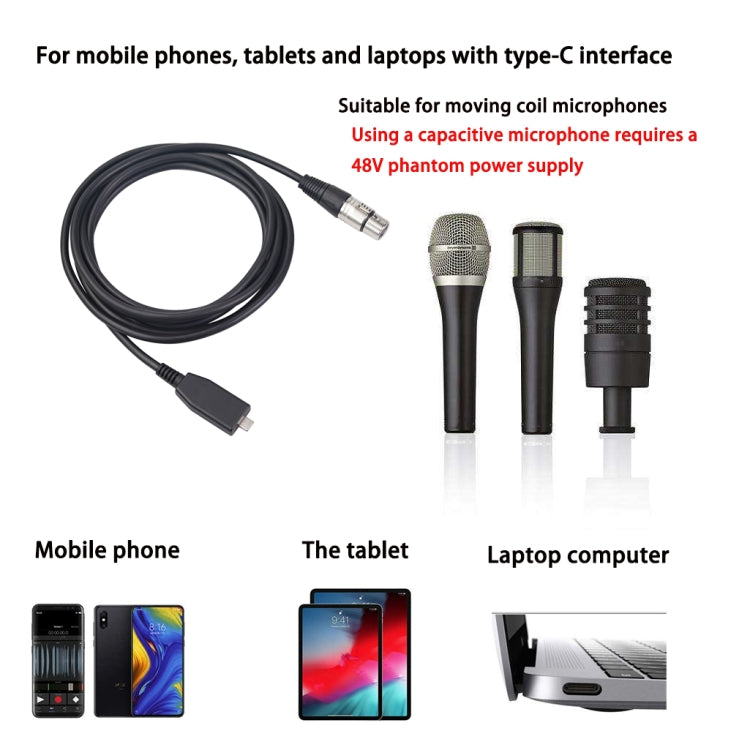 TY18 USB-C / Type-C Male to Cannon Female Microphone Recording Cable