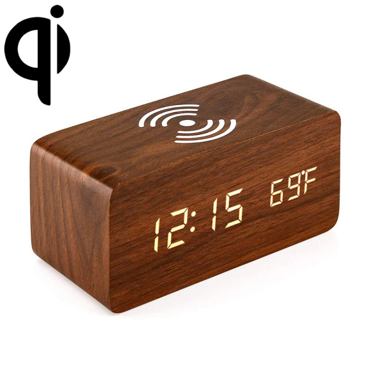 KD8801 5W Wooden Creative Wireless Charger LED Mirror Digital Display Sub-alarm Clock, Regular Style