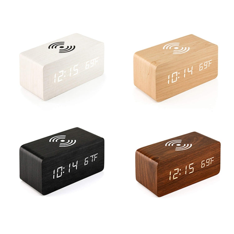 KD8801 5W Wooden Creative Wireless Charger LED Mirror Digital Display Sub-alarm Clock, Regular Style
