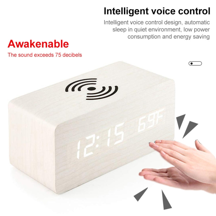 KD8801 5W Wooden Creative Wireless Charger LED Mirror Digital Display Sub-alarm Clock, Regular Style
