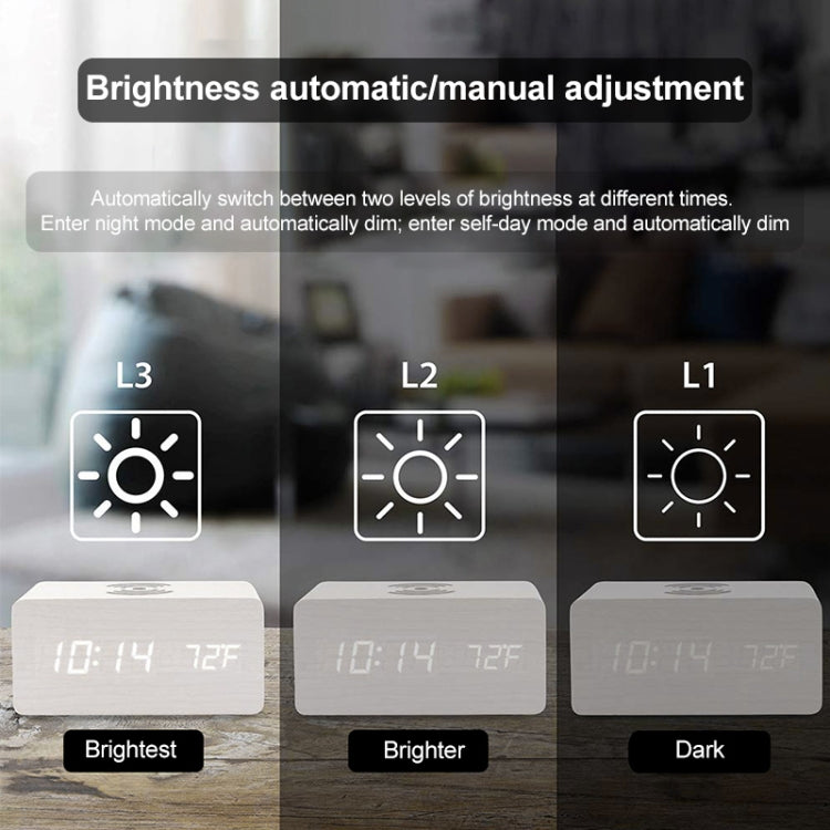 KD8801 5W Wooden Creative Wireless Charger LED Mirror Digital Display Sub-alarm Clock, Regular Style