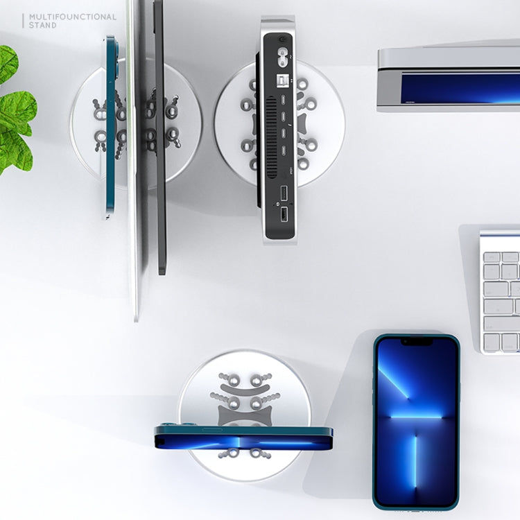 R-JUST BJ15 Aluminum Alloy Adjustable Magnetic Multi-function Disc Data Cable Storage Fixed Base Mobile Phone Laptop Bracket