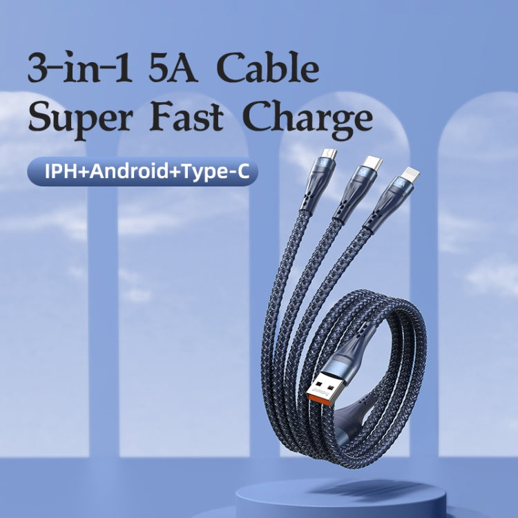 REMAX RC-199th Whirly Series 5A USB to USB-C / Type-C + 8 Pin + Micro USB Fast Charging Data Cable, Cable Length: 1.2m