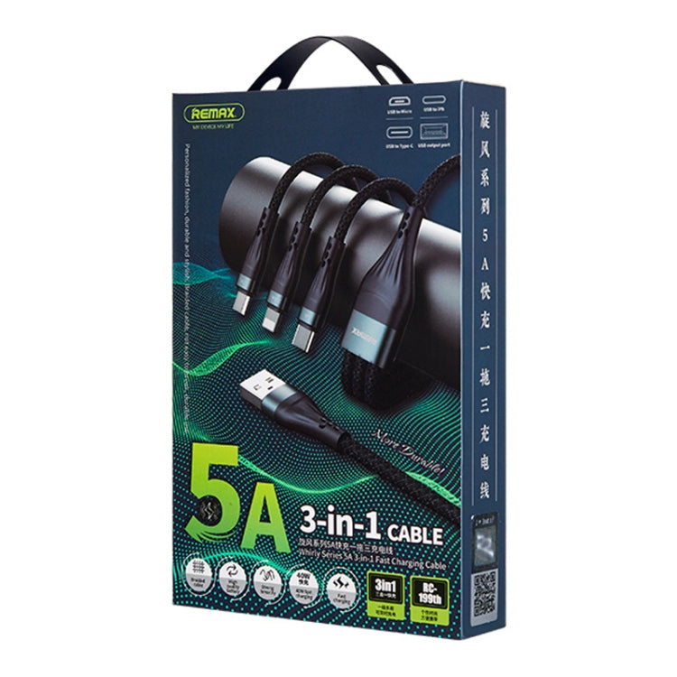 REMAX RC-199th Whirly Series 5A USB to USB-C / Type-C + 8 Pin + Micro USB Fast Charging Data Cable, Cable Length: 1.2m