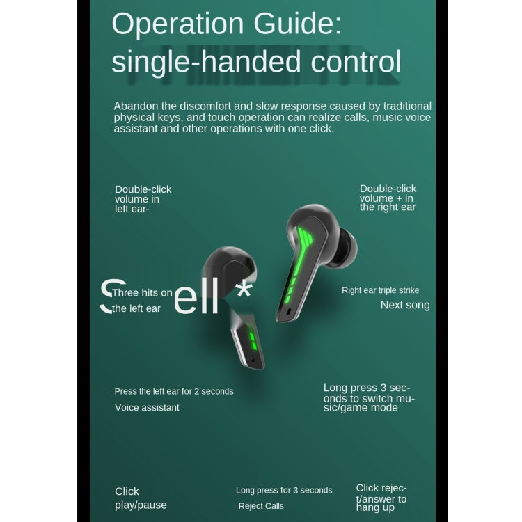 MD198 TWS E-sports Gaming Wireless Bluetooth Earphone