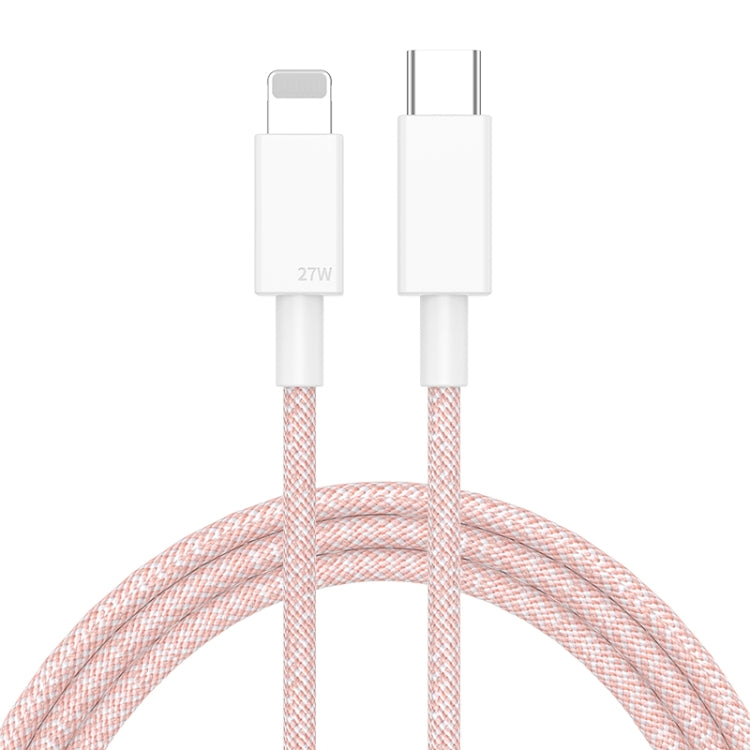 27W PD USB-C / Type-C to 8 Pin Fast Charging Braided Data Cable, Cable Length: 1m