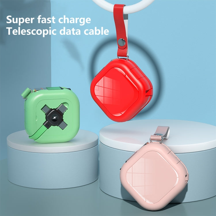 3 in 1 USB To 8Pin + Micro USB + USB-C / Type-C Telescopic Charging Cable with Mobile Phone Holder