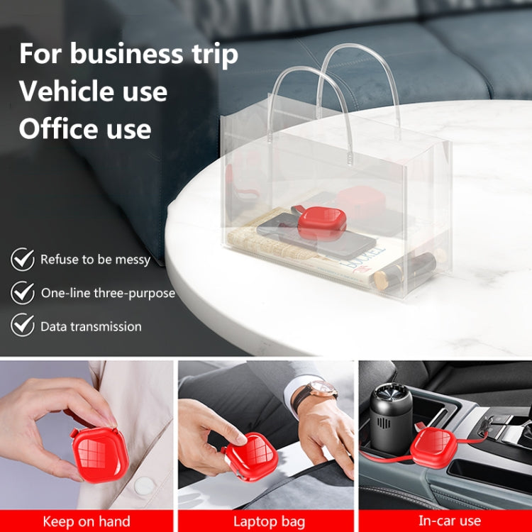 3 in 1 USB To 8Pin + Micro USB + USB-C / Type-C Telescopic Charging Cable with Mobile Phone Holder