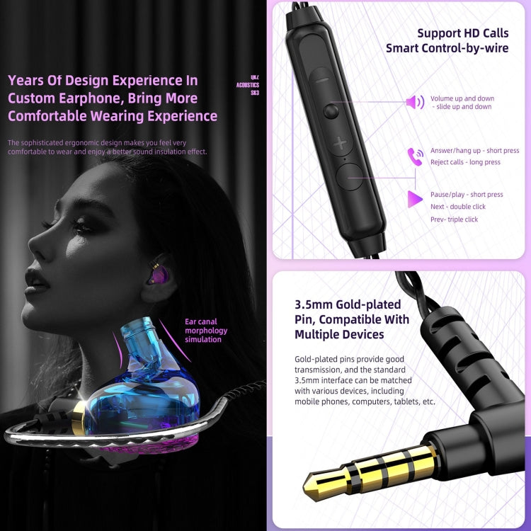 QKZ SK3 3.5mm Sports In-ear Wired HIFI Bass Stereo Sound Earphone with Mic
