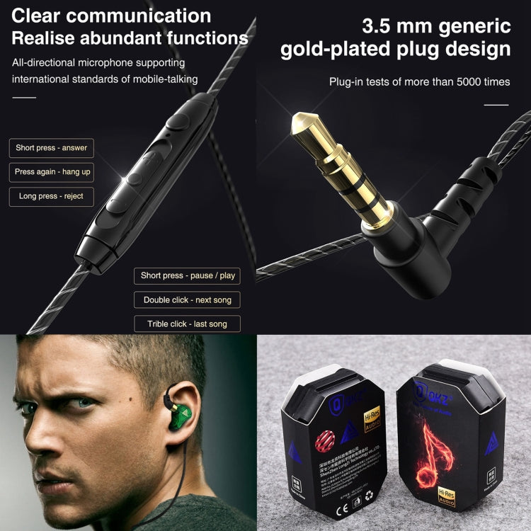 QKZ SK7 3.5mm Sports In-ear Copper Driver Wired HIFI Stereo Earphone with Mic