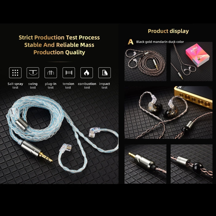 QKZ T1 8 Core TC Silver Plated 3.5mm 0.75mm 2PIN HIFI Earphone Update Cable