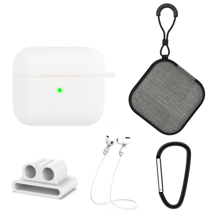 5 in 1 Silicone Earphone Protective Case + Earphone Bag + Earphones Buckle + Hook + Anti-lost Rope Set