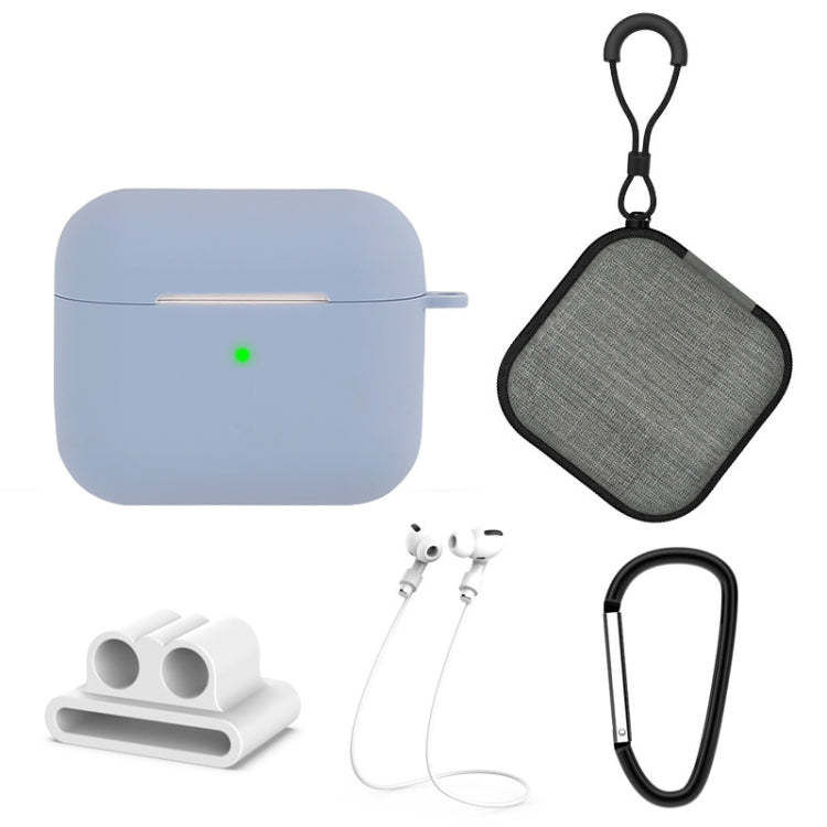 5 in 1 Silicone Earphone Protective Case + Earphone Bag + Earphones Buckle + Hook + Anti-lost Rope Set