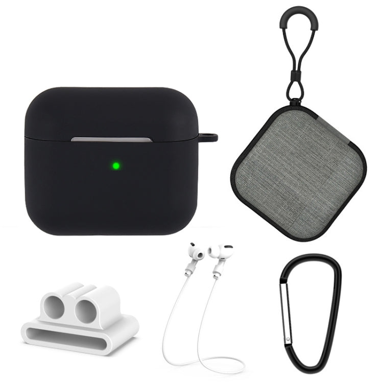 5 in 1 Silicone Earphone Protective Case + Earphone Bag + Earphones Buckle + Hook + Anti-lost Rope Set