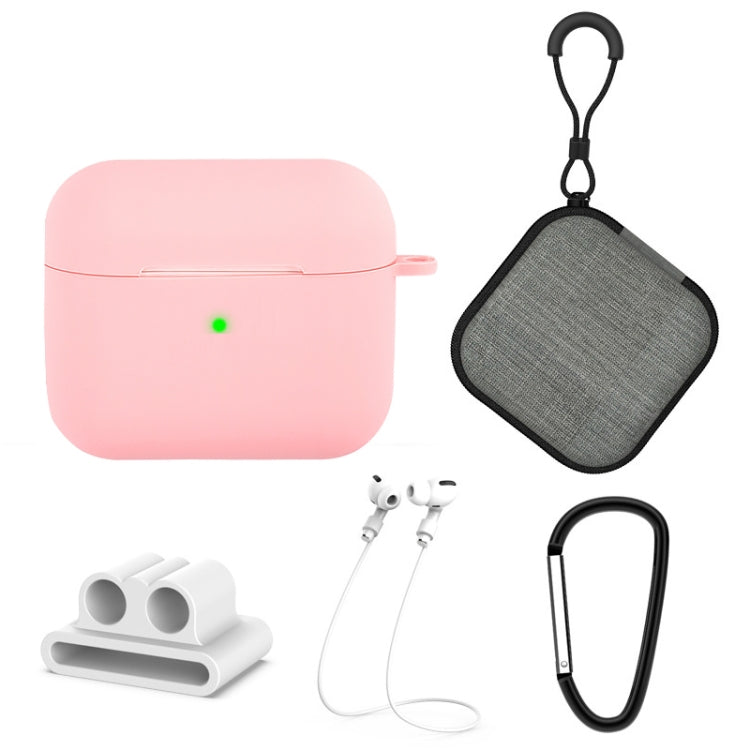 5 in 1 Silicone Earphone Protective Case + Earphone Bag + Earphones Buckle + Hook + Anti-lost Rope Set
