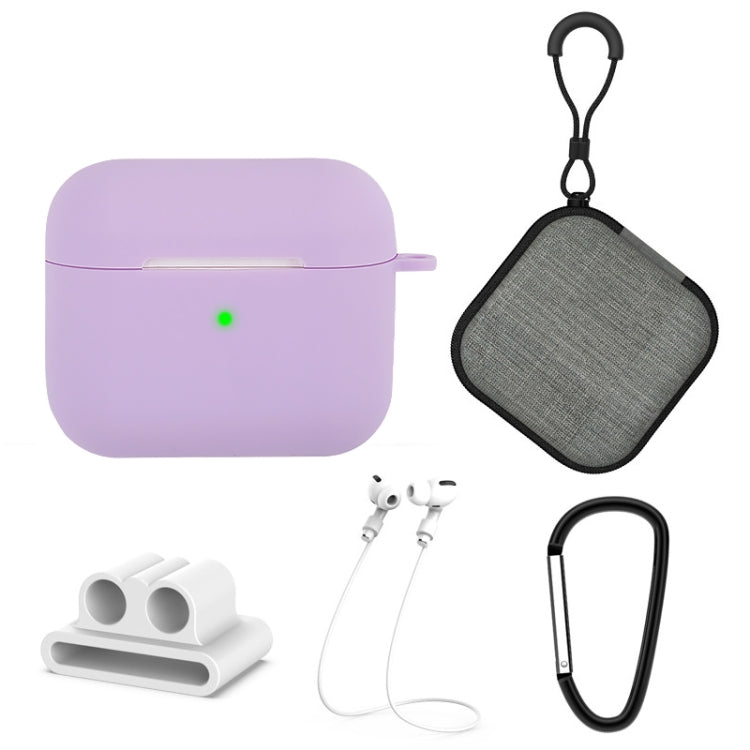 5 in 1 Silicone Earphone Protective Case + Earphone Bag + Earphones Buckle + Hook + Anti-lost Rope Set