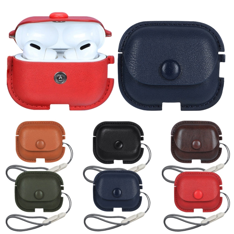 Litchi Texture PU Leather Earphone Protective Case with Lanyard