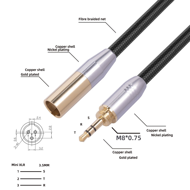 SB423M120-03 3.5mm Male to Mini XLR 3pin Male Audio Cable, Length: 30cm