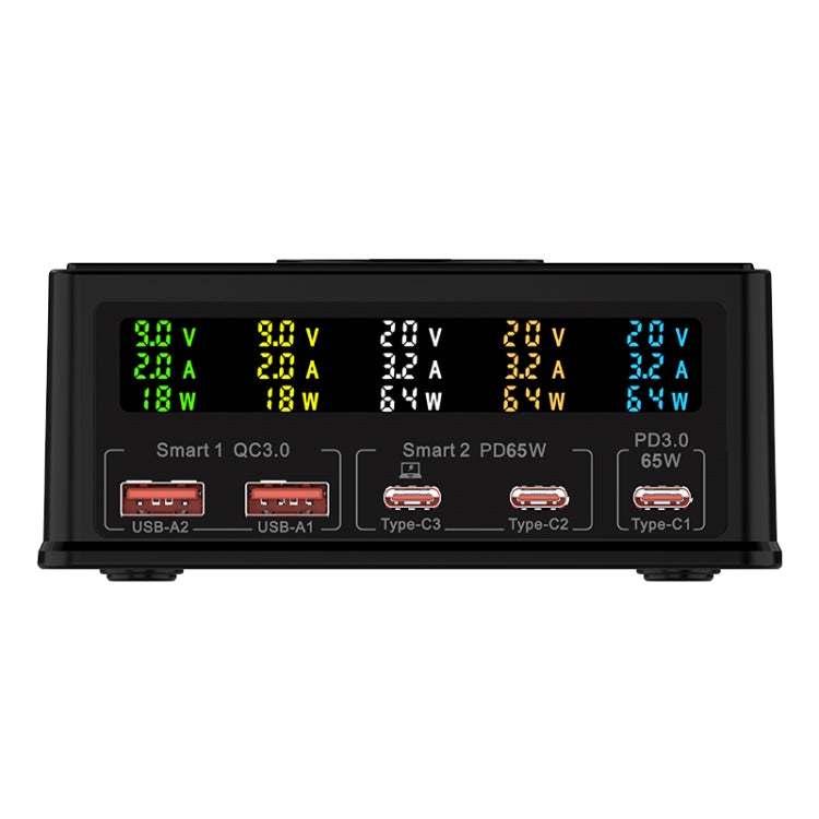 868H 6 in 1 160W 3 PD Type-C + 2 QC3.0 USB Ports Multi Ports Charger